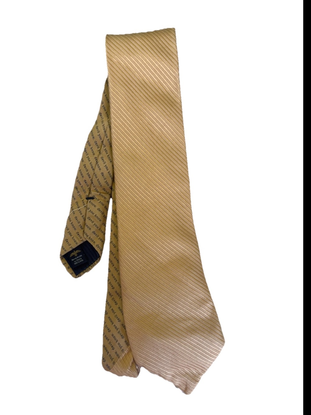 Vintage eagle shirtmakers hand made 100% silk mens neck tie “devil you know”